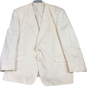 C&R Clothiers Mens 50R Off-White Raw Silk Blazer Two Button Sport Coat **Flaw